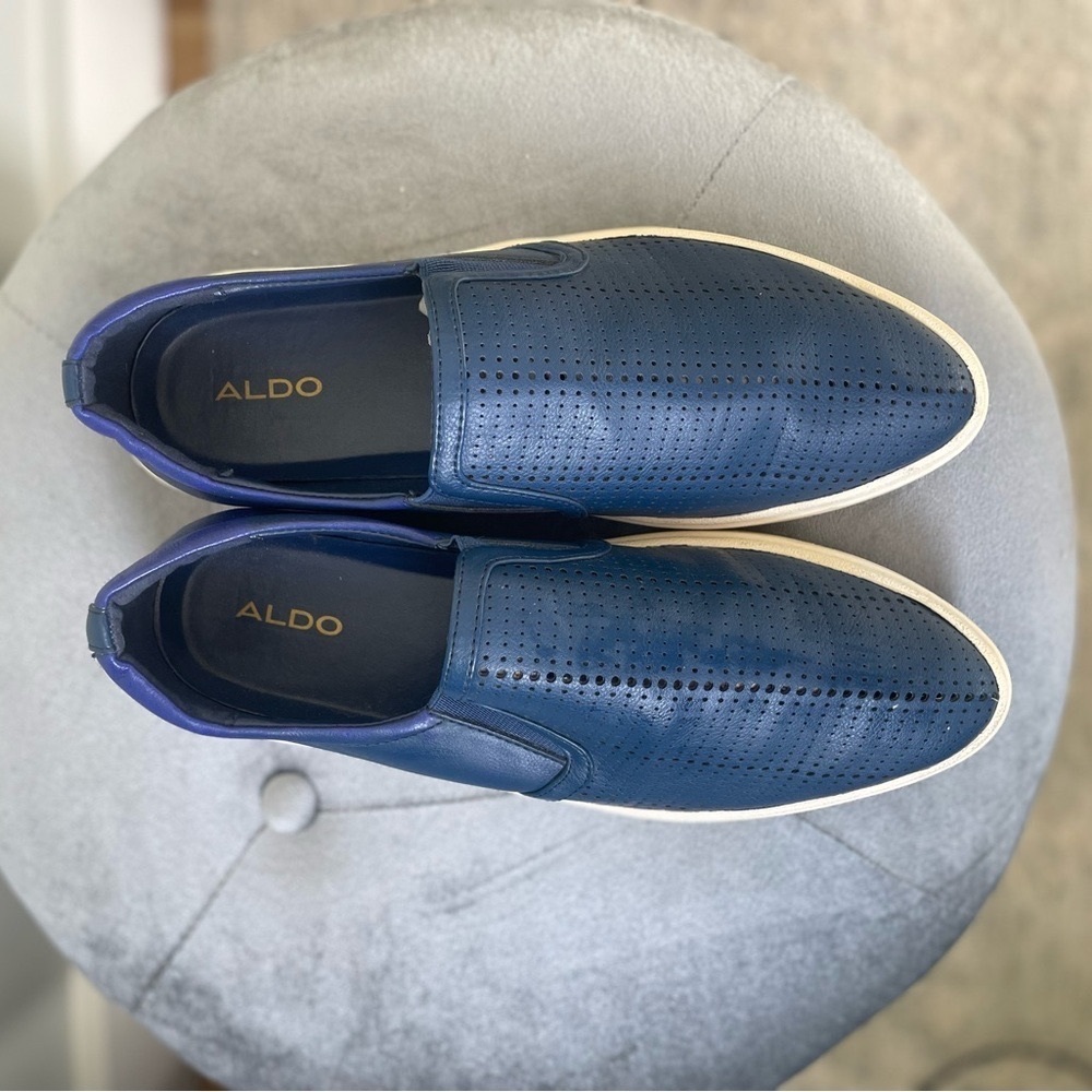 Aldo Blue Textured Slip-On Loafers for Casual Comfort